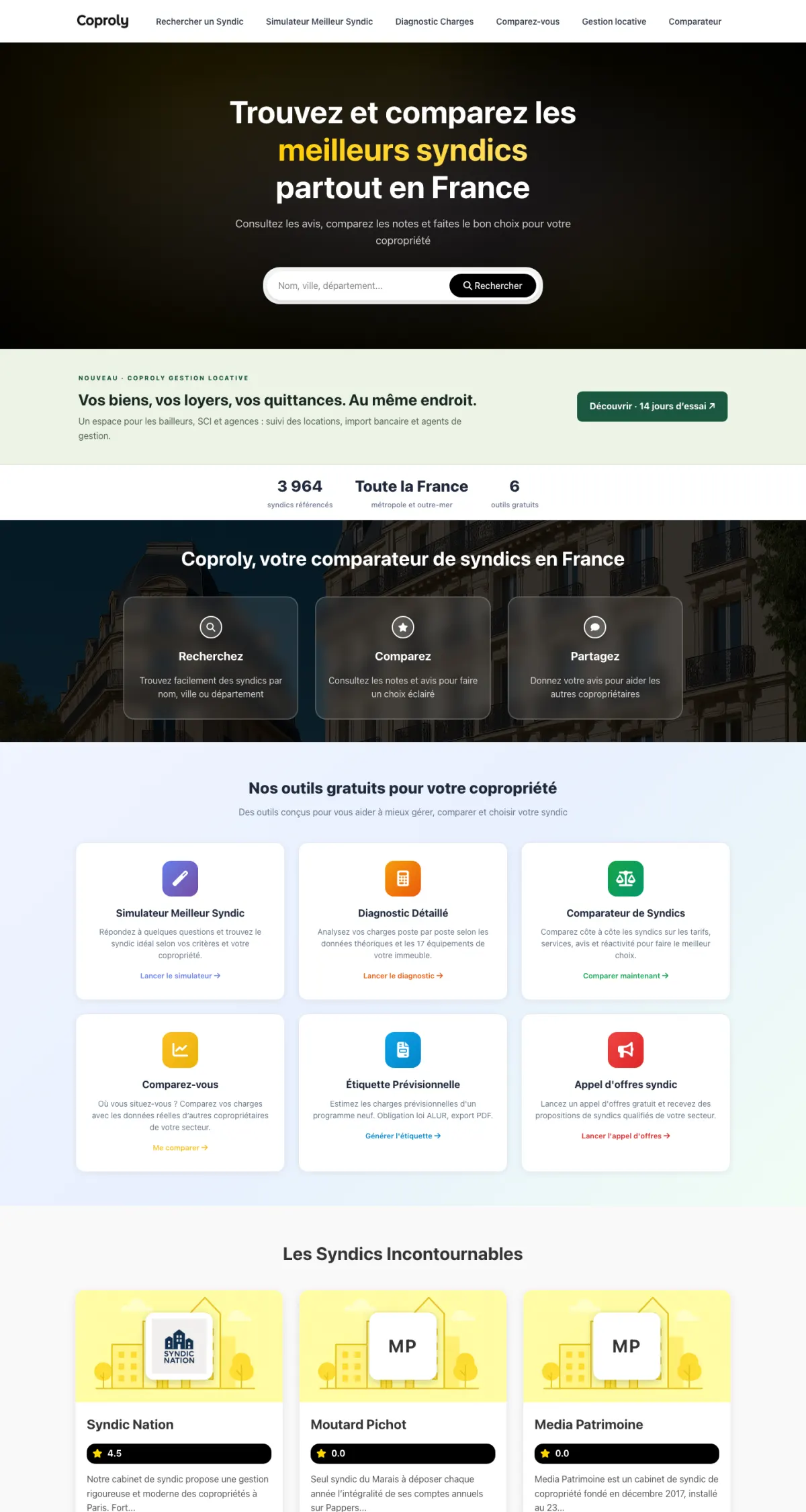Page d’accueil de Coproly