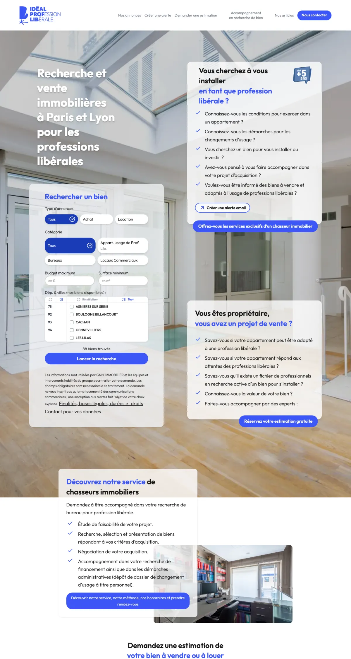 Page d’accueil de Idéal Profession Libérale